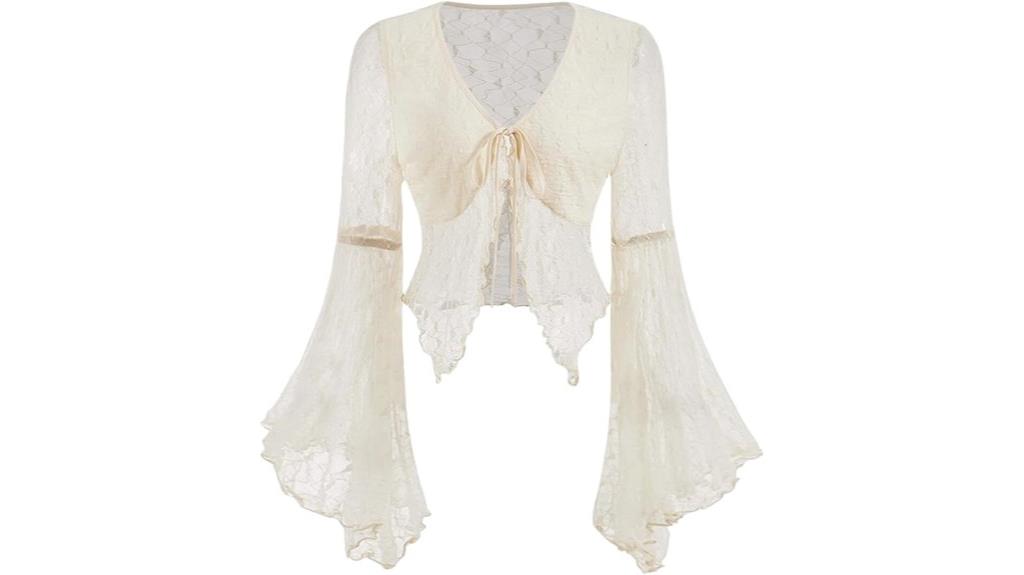 lace tie front blouse