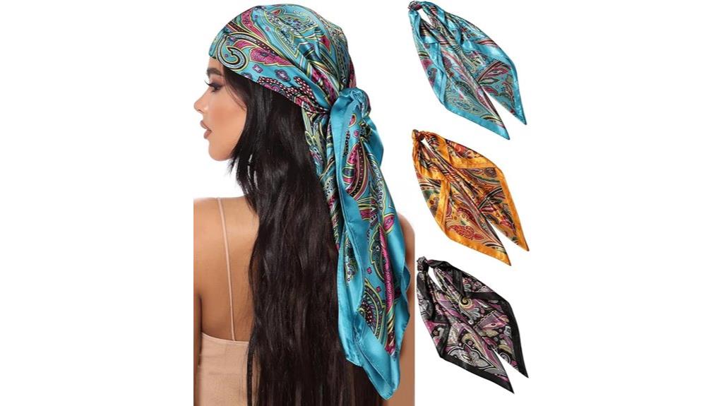 large satin headscarf set