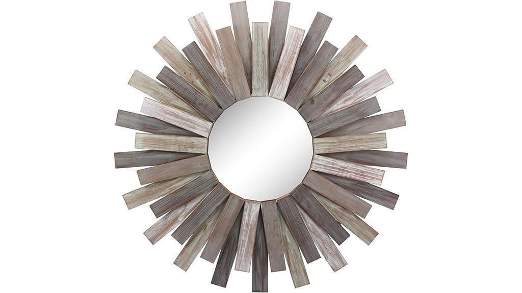 large wooden sunburst mirror