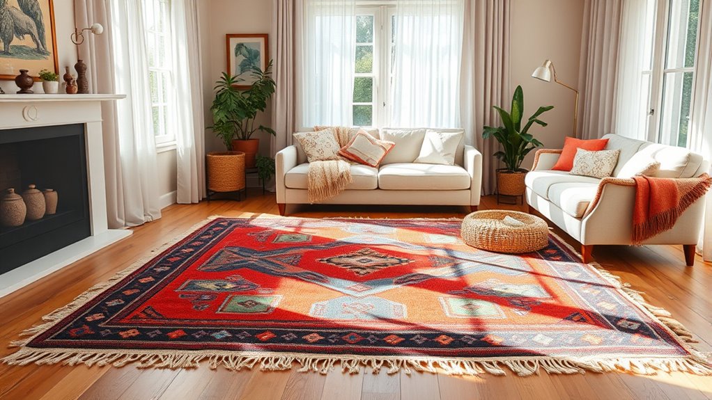 layer rugs with balance