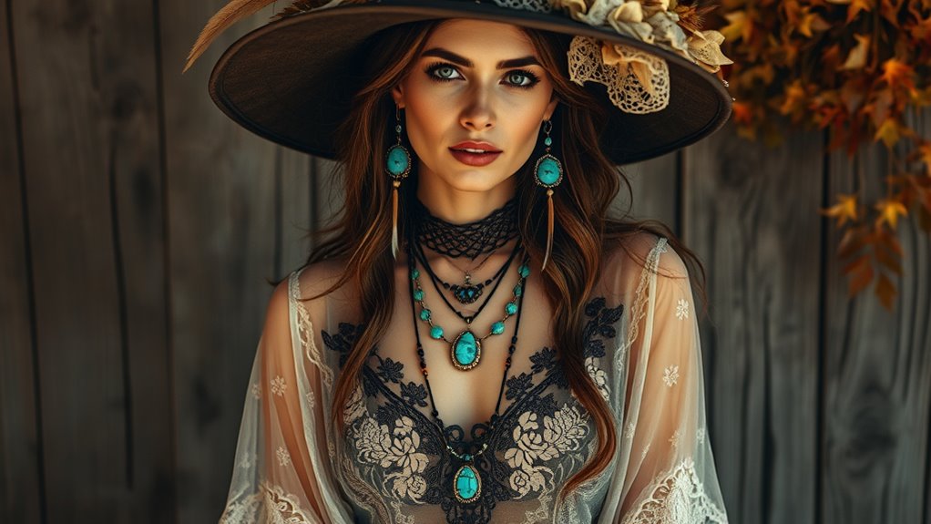 layered boho accessory ensemble