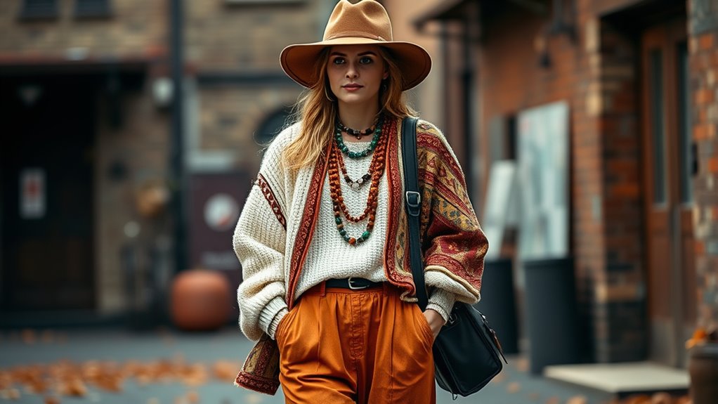 layered cozy boho fashion