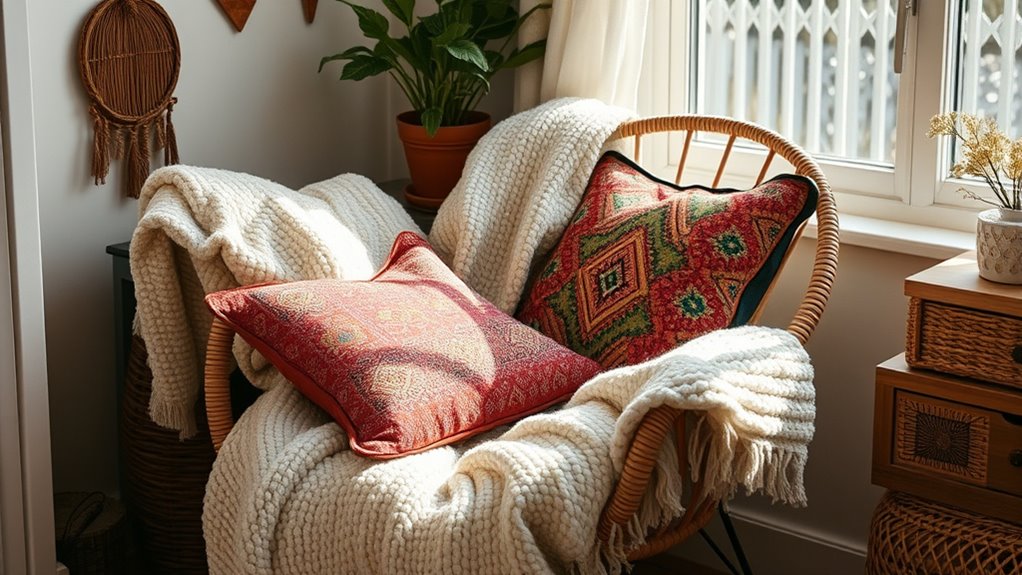 layered textured textile decor