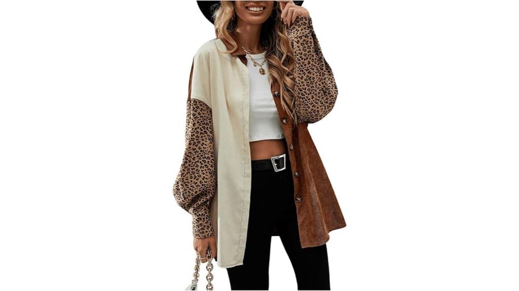 leopard corduroy shacket jacket