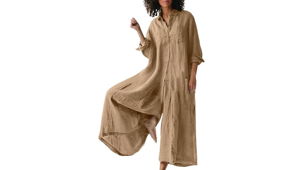 linen jumpsuit with sleeves