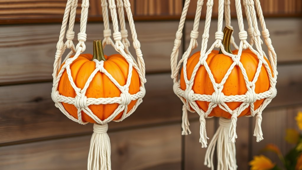 macram pumpkin porch decor