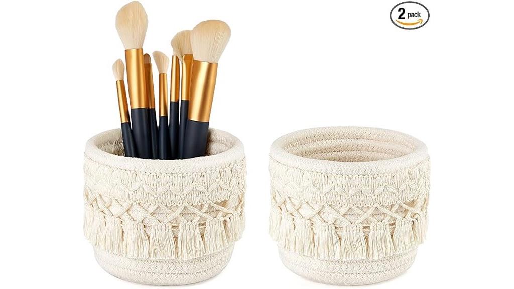macrame makeup brush holders