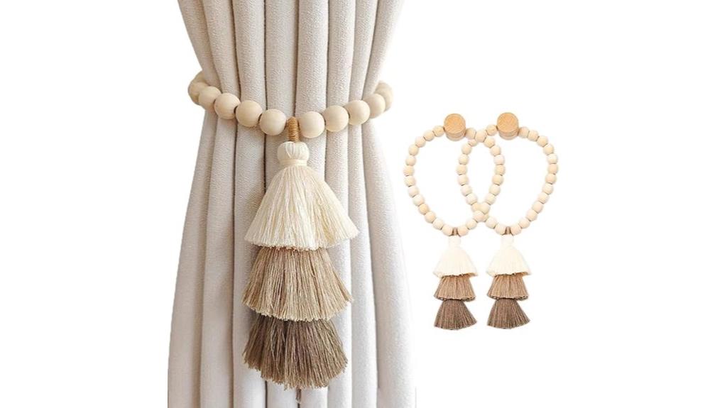 magnetic wooden bead tiebacks