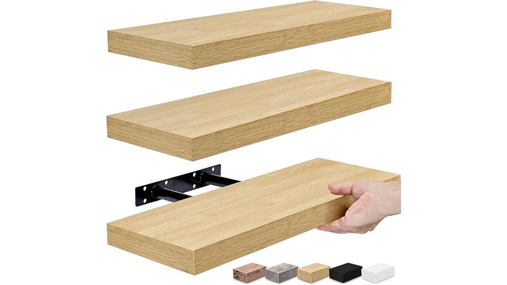 maple wood floating shelves