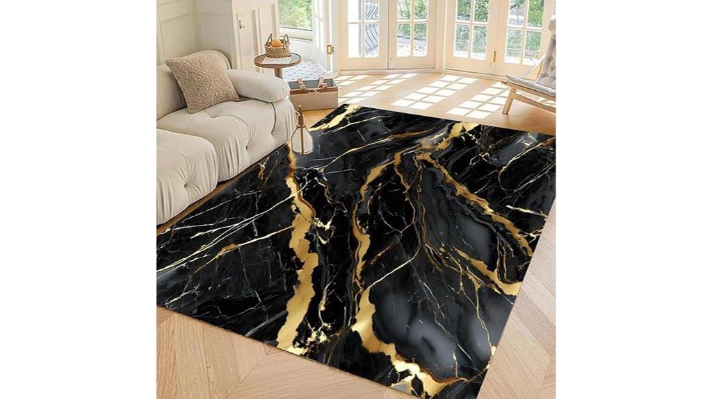 marble black gold rug