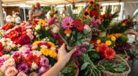 market foraging and bouquet making