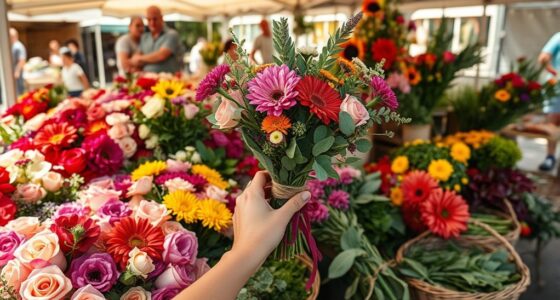 market foraging and bouquet making