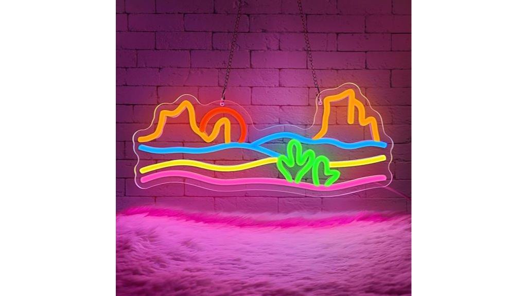 mountain sunset neon sign