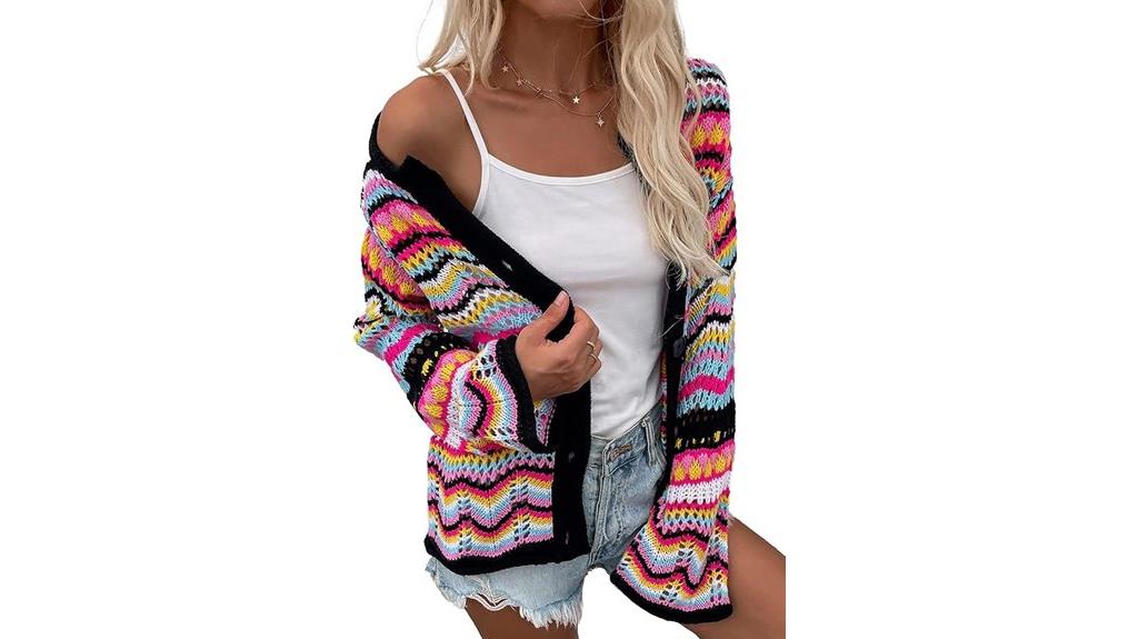 multicolored striped crochet cardigan