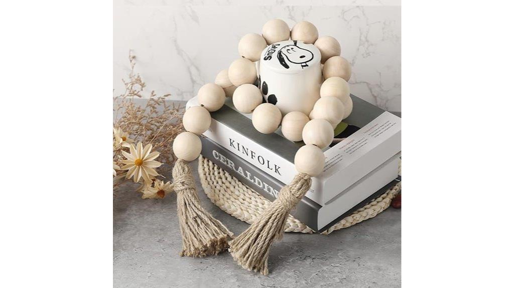 natural wood bead garland