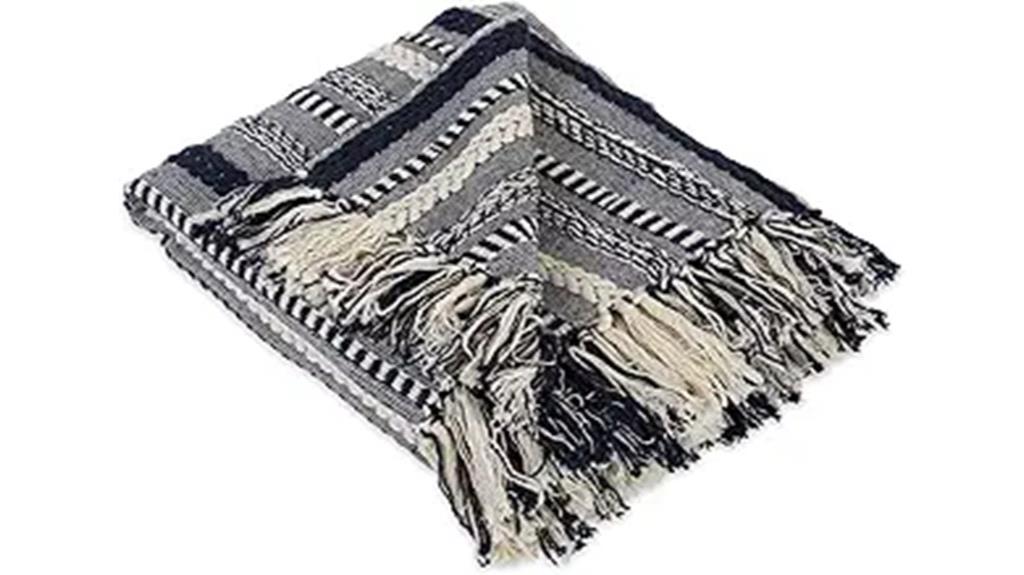 navy braided throw blanket