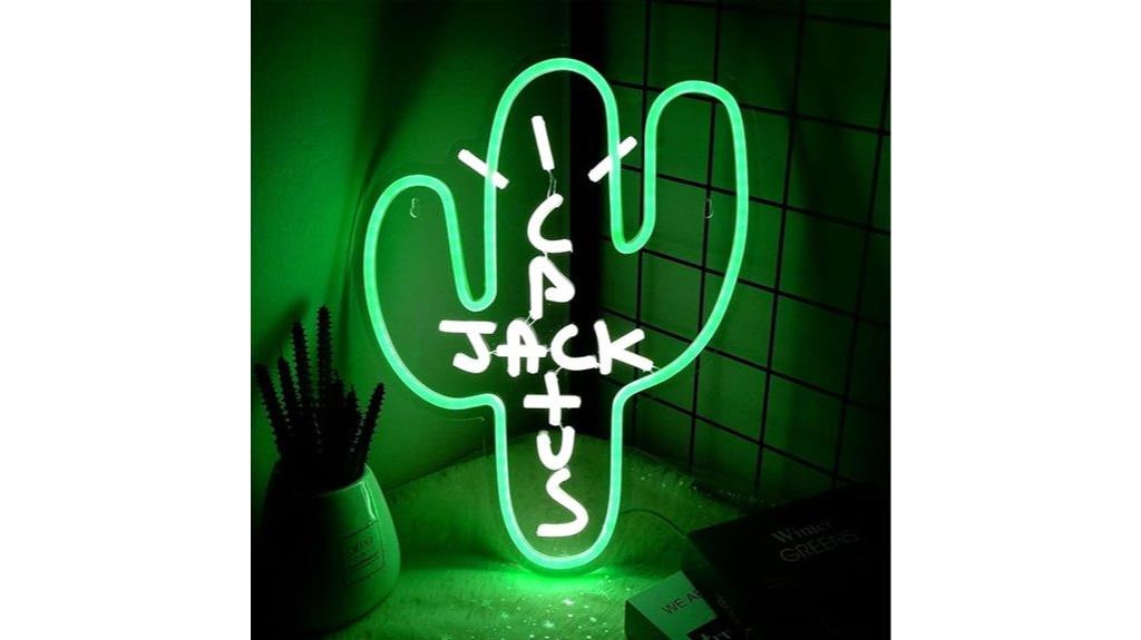 neon cactus wall decor