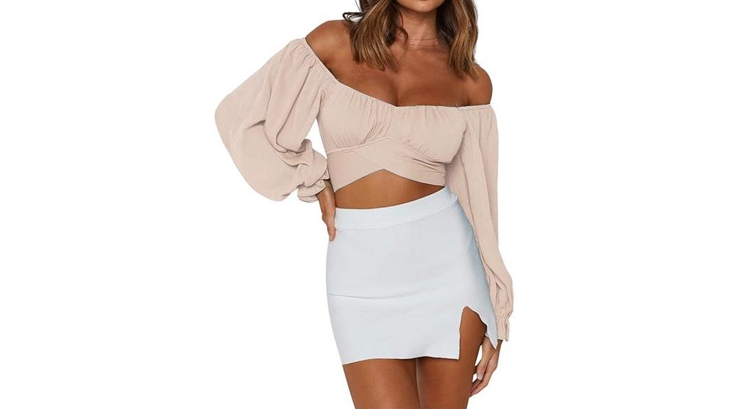 off shoulder knot crop top