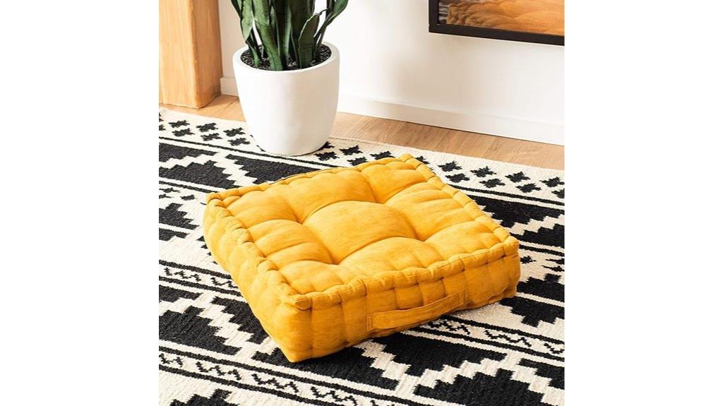 orange velvet floor pillow