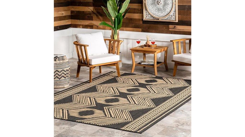 outdoor tribal geometric rug