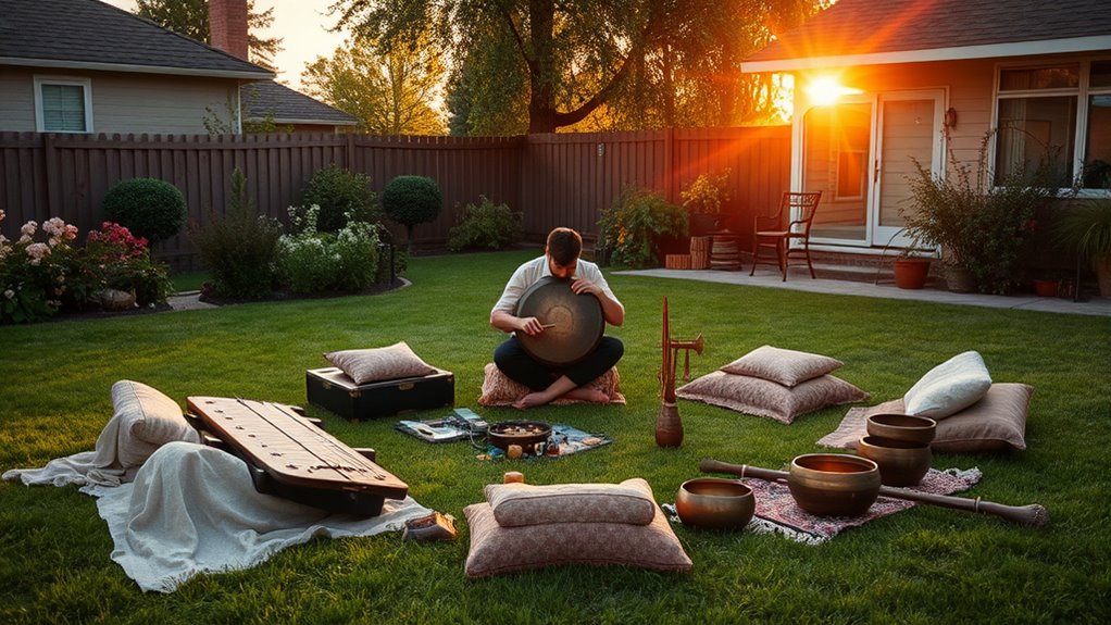 outdoor vintage instrument sound bath