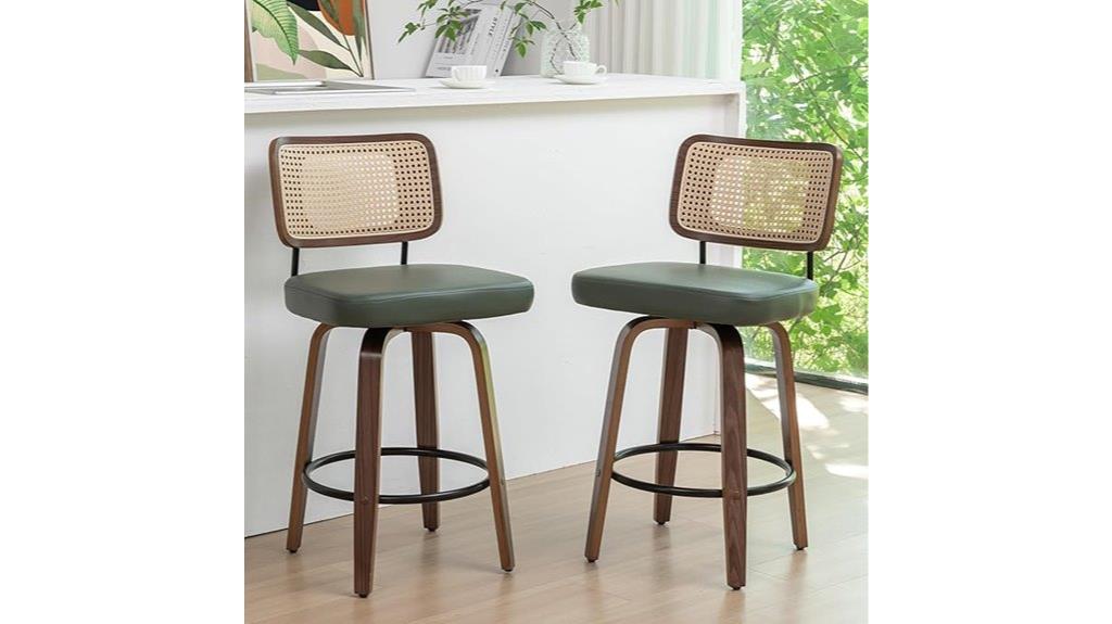 pair of rattan bar stools