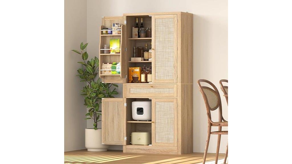 pantry cabinet with rattan doors