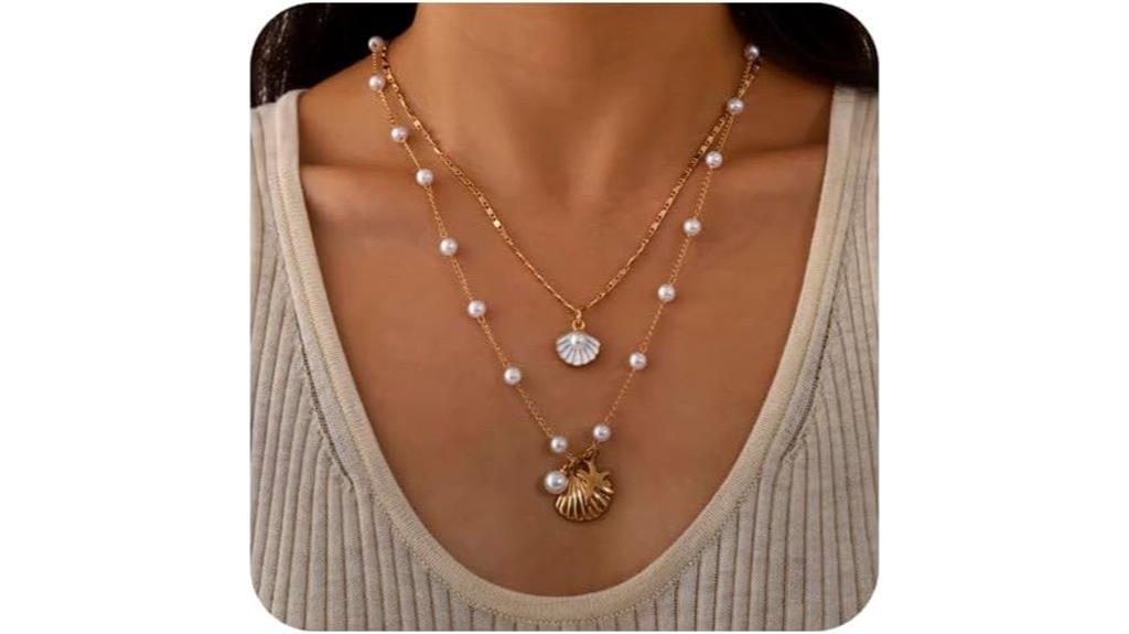 pearl starfish layered necklace