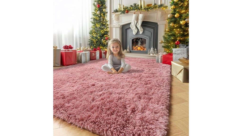 pink fuzzy girls rug