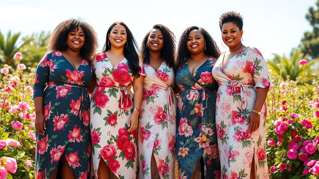 plus size floral wrap dresses