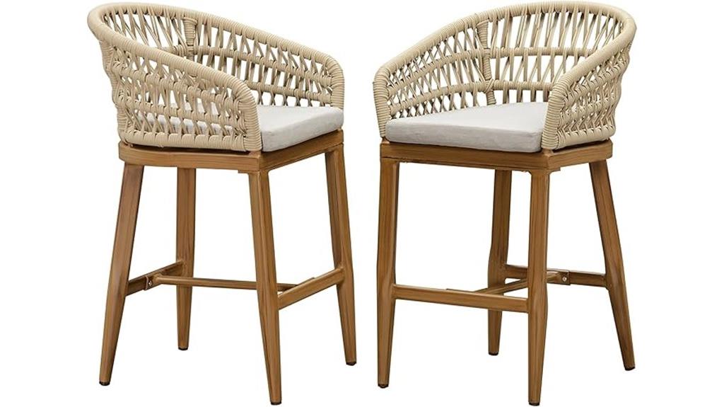 purple leaf rattan bar stools