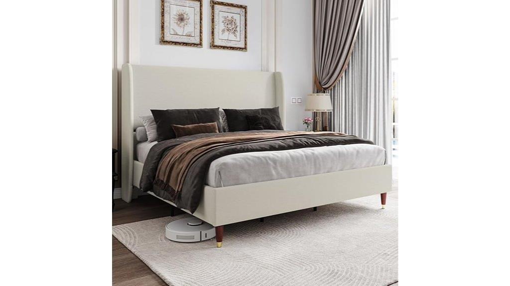 queen bed frame with wingback