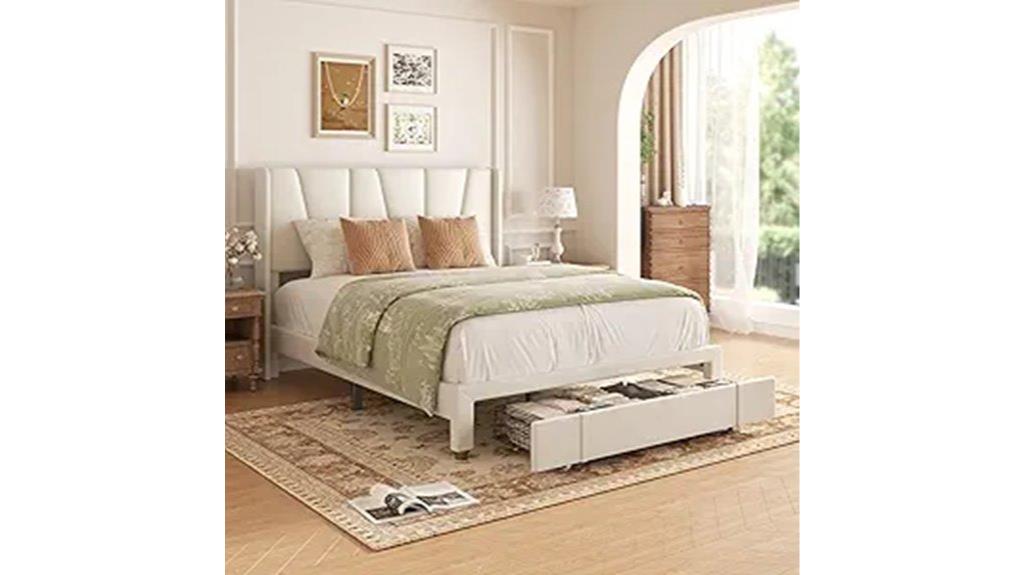 queen bed storage drawers
