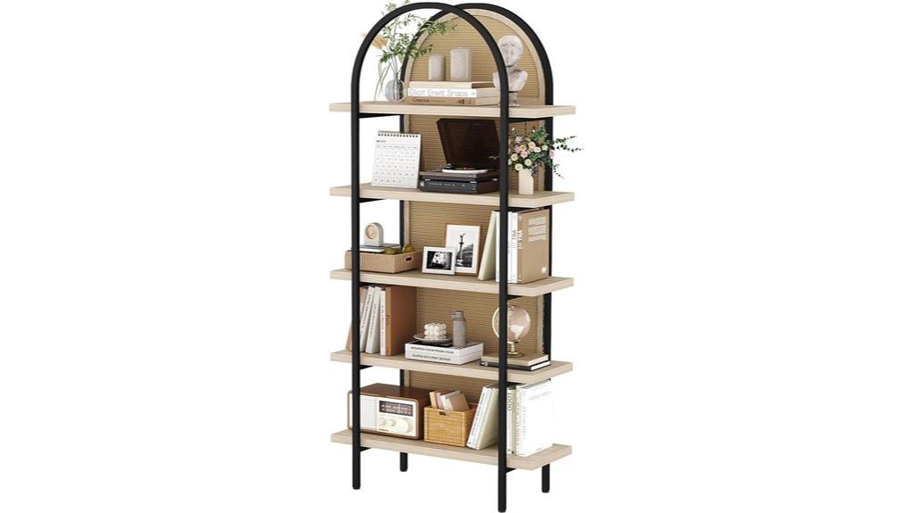 rattan 5 tier bookcase