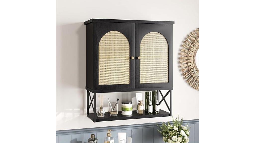 rattan bathroom wall cabinet