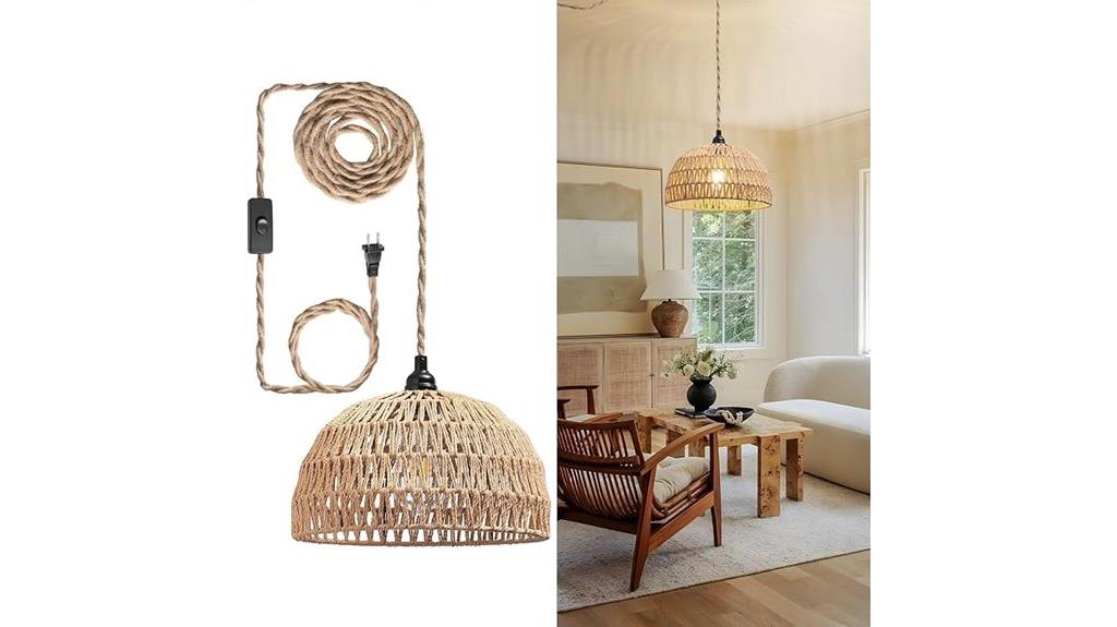rattan boho wall lamp