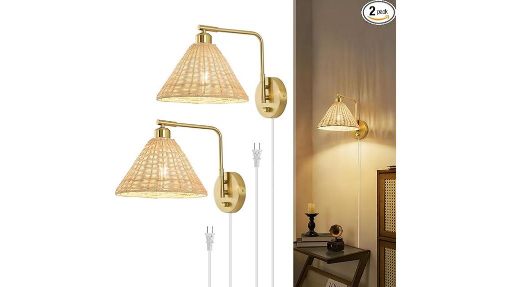 rattan sconce with dimmer
