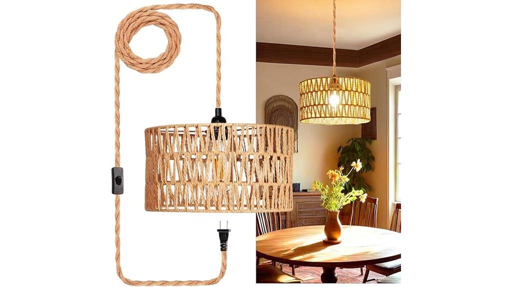 rattan shade pendant light