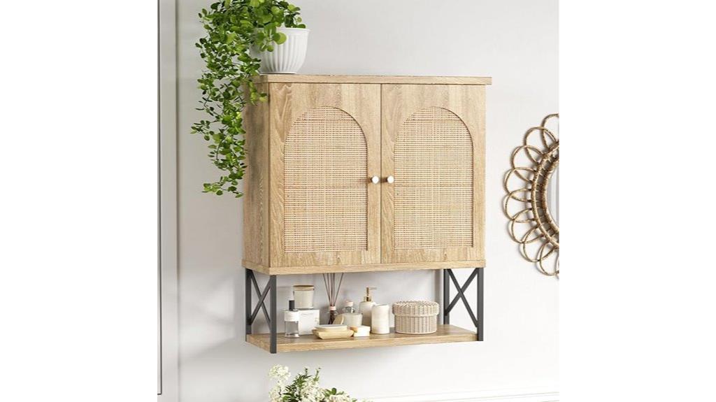 rattan wall cabinet shelves