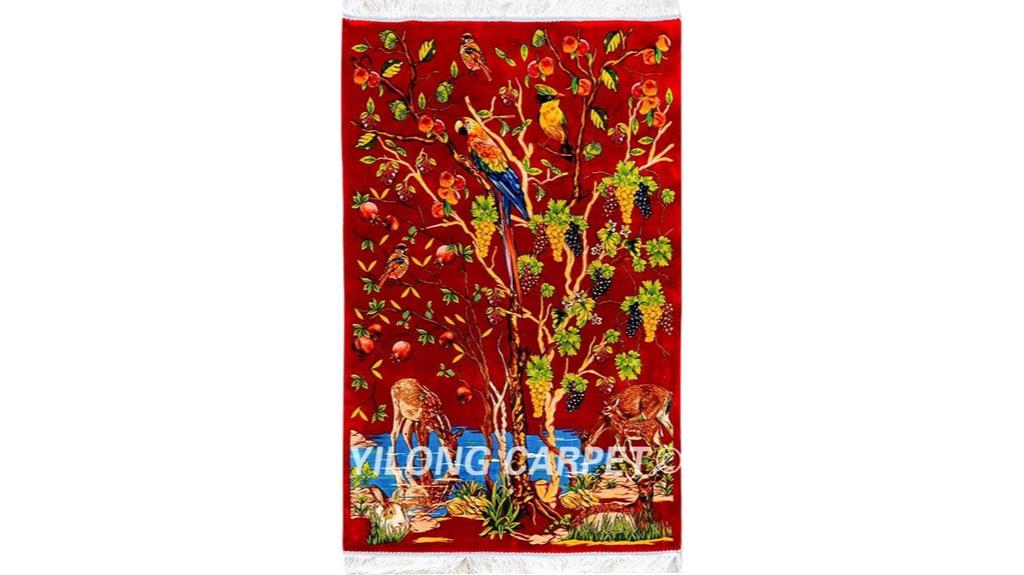 red silk tapestry rug
