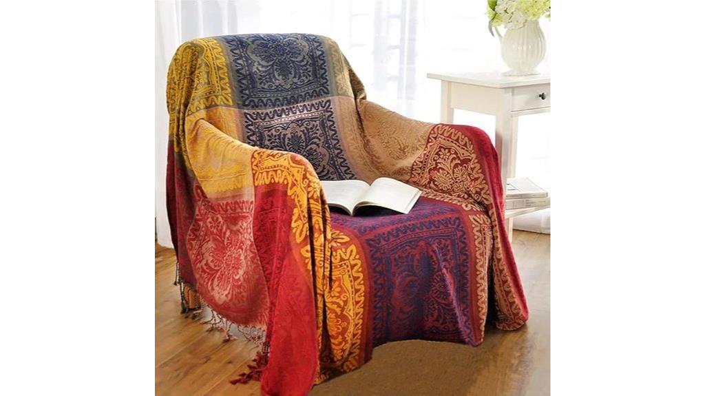 red tassel throw blanket