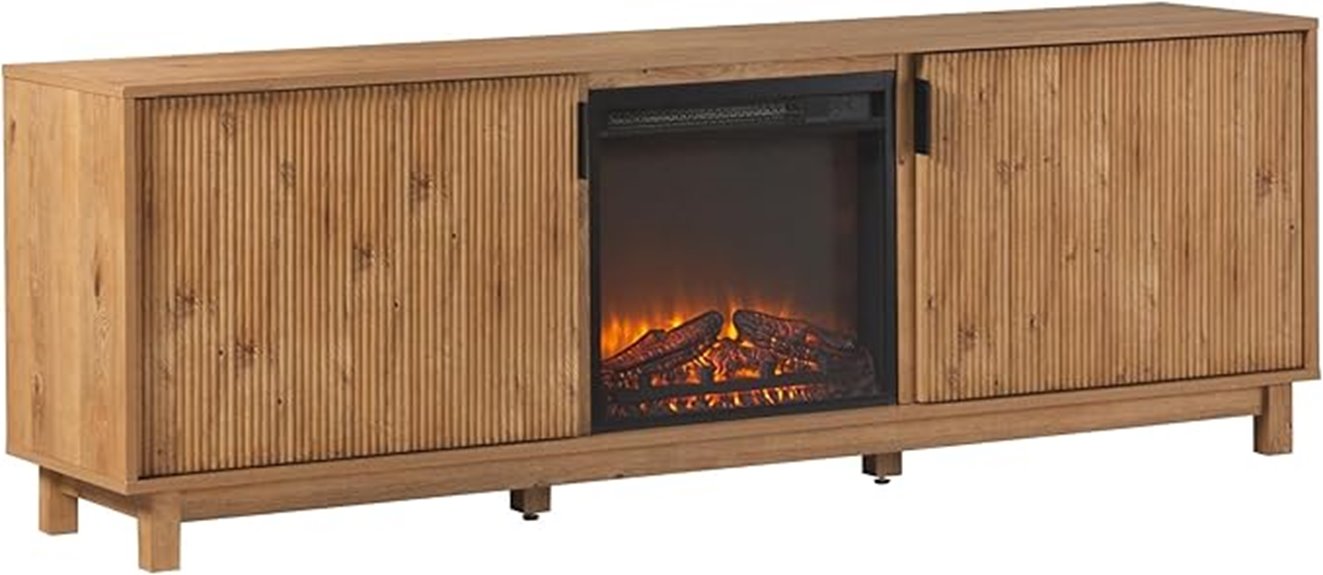 reeded tv stand fireplace