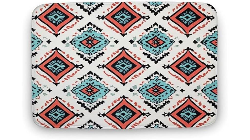 retro geometric microfiber rug
