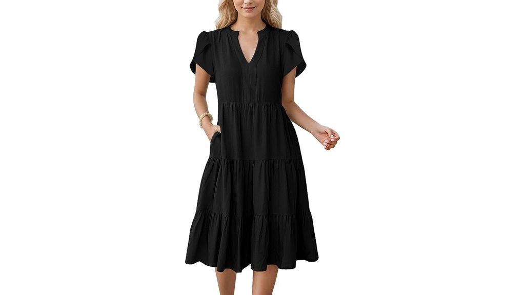 ruffle sleeve v neck dress