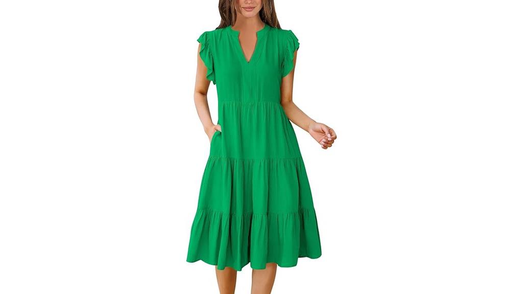 ruffle sleeve v neck dress