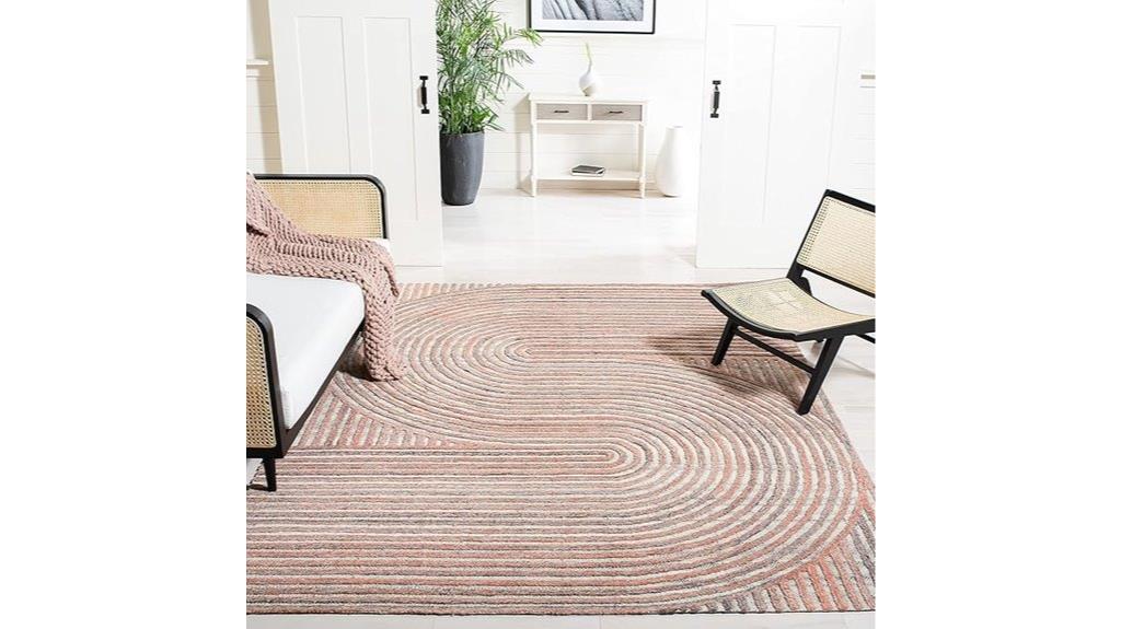 rust wool rug size