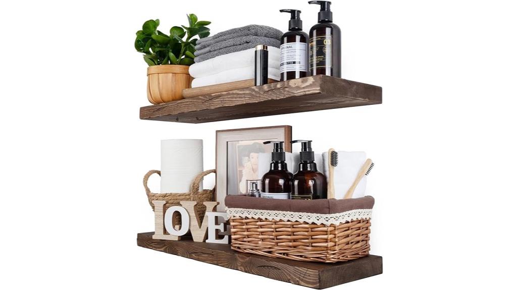 rustic 24 inch wooden shelves