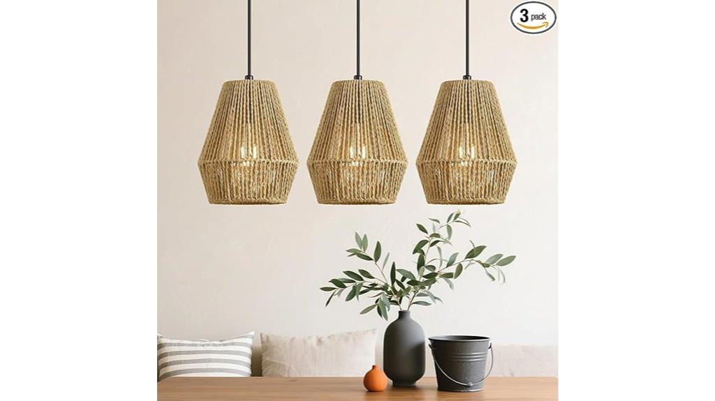 rustic wicker kitchen pendants