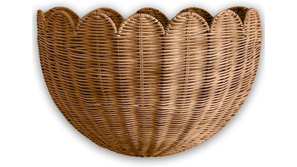 scalloped wicker hanging basket