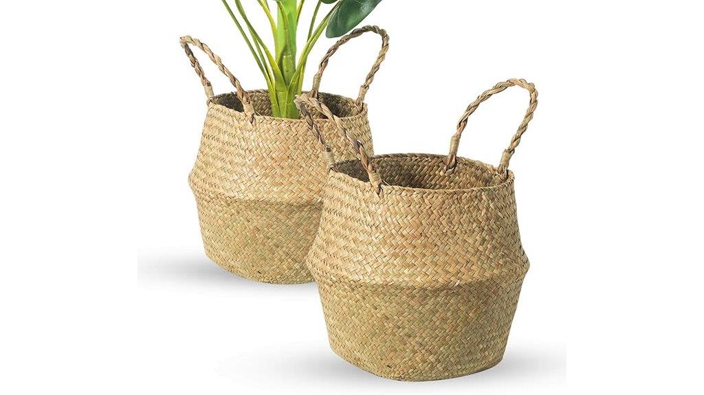 seagrass woven plant holders